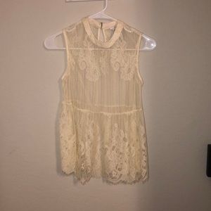 Cream sleeveless blouse, all lace